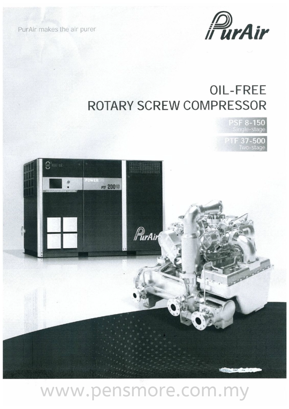 PURAIR -PSF 8-150 Single -Stage/PTF 37-500 Two-Stage  Oil-Free Rotary Screw Compressor