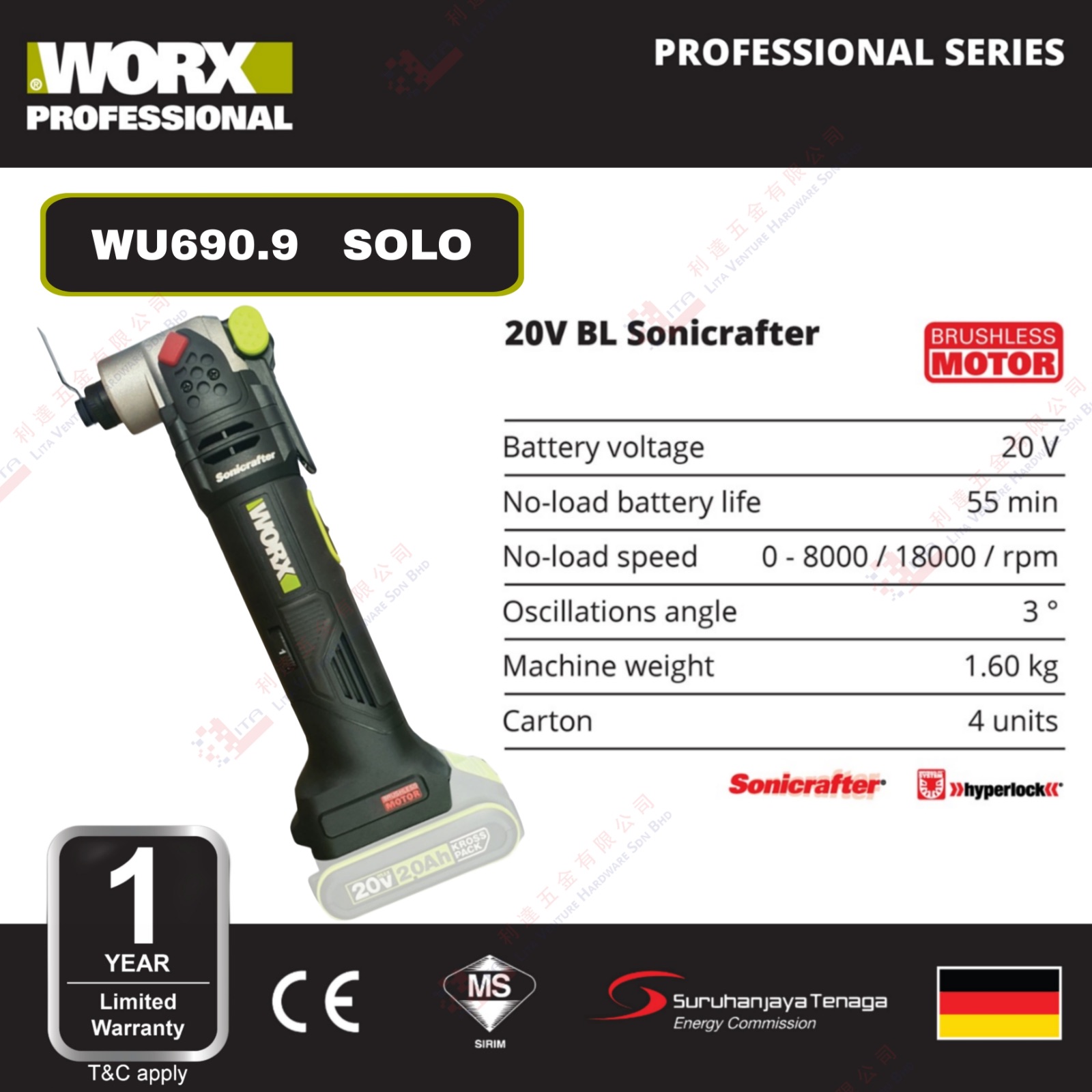 WORX BRAND 20V BL SINOCRAFTER - WU690.9