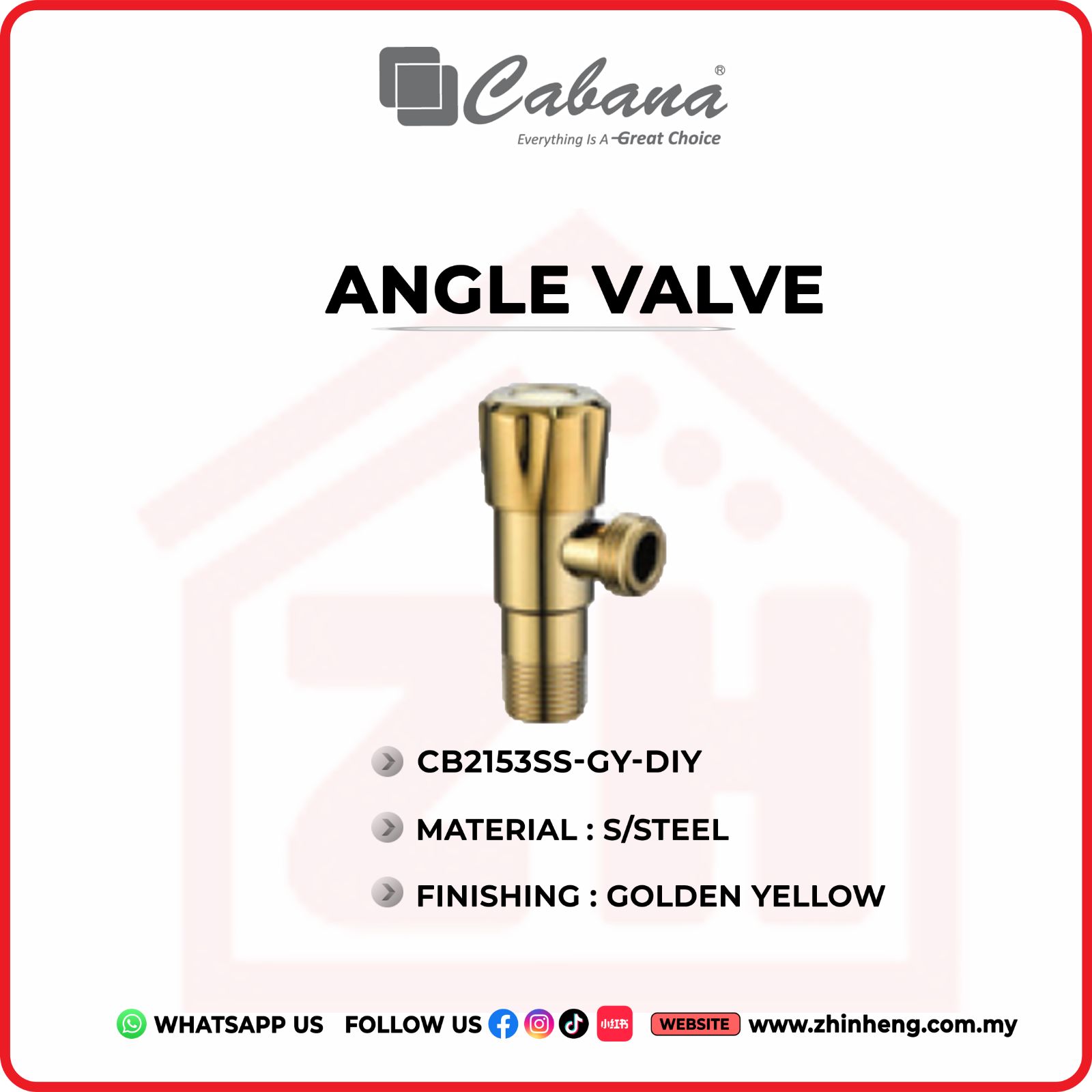 CABANA ANGLE VALVE CB2153SS-GY-DIY