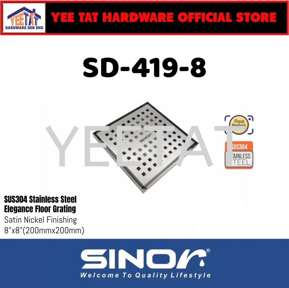 [ SINOR ] SD-419-8 Stainless Steel 8” x 8” Elegant Floor Gratings Concealed