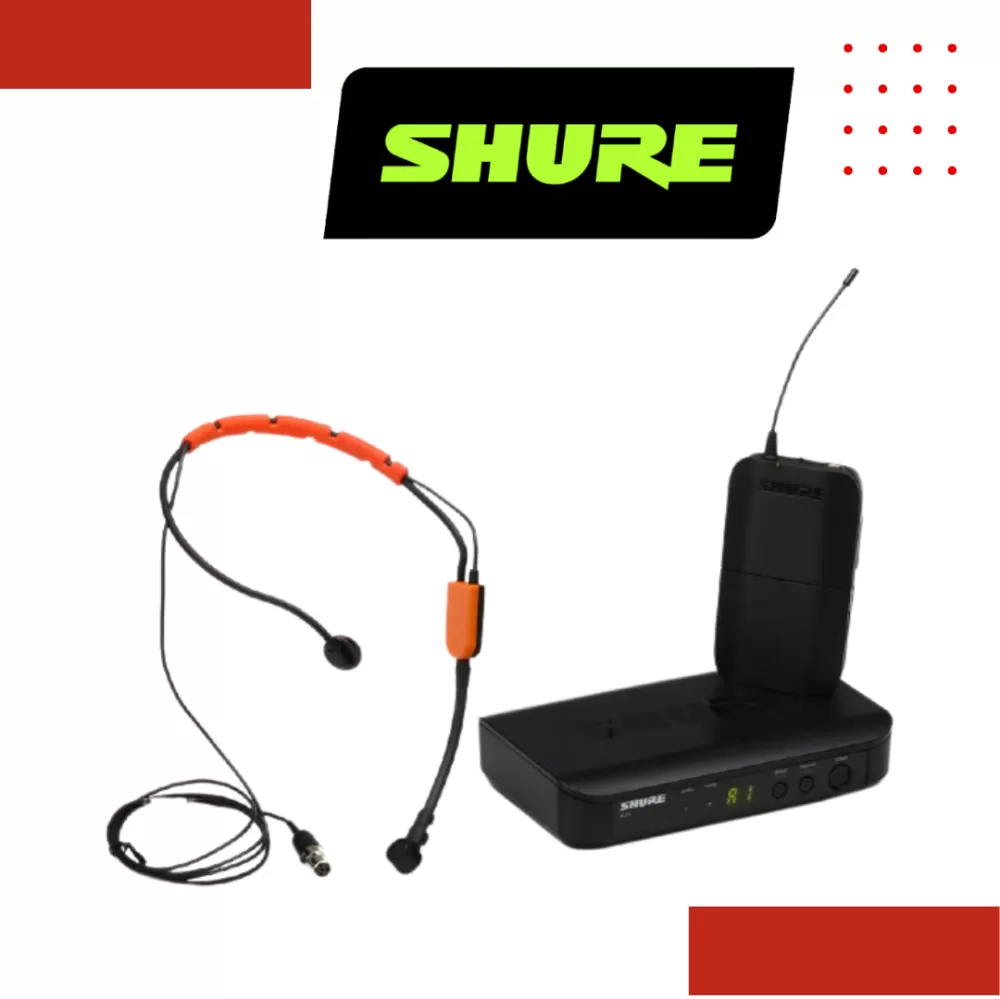 Shure BLX14/SM31 Wireless Fitness Headset System, BLX4 Receiver, BLX1 Bodypack Transmitter & SM31 Cardioid Condenser Microphone