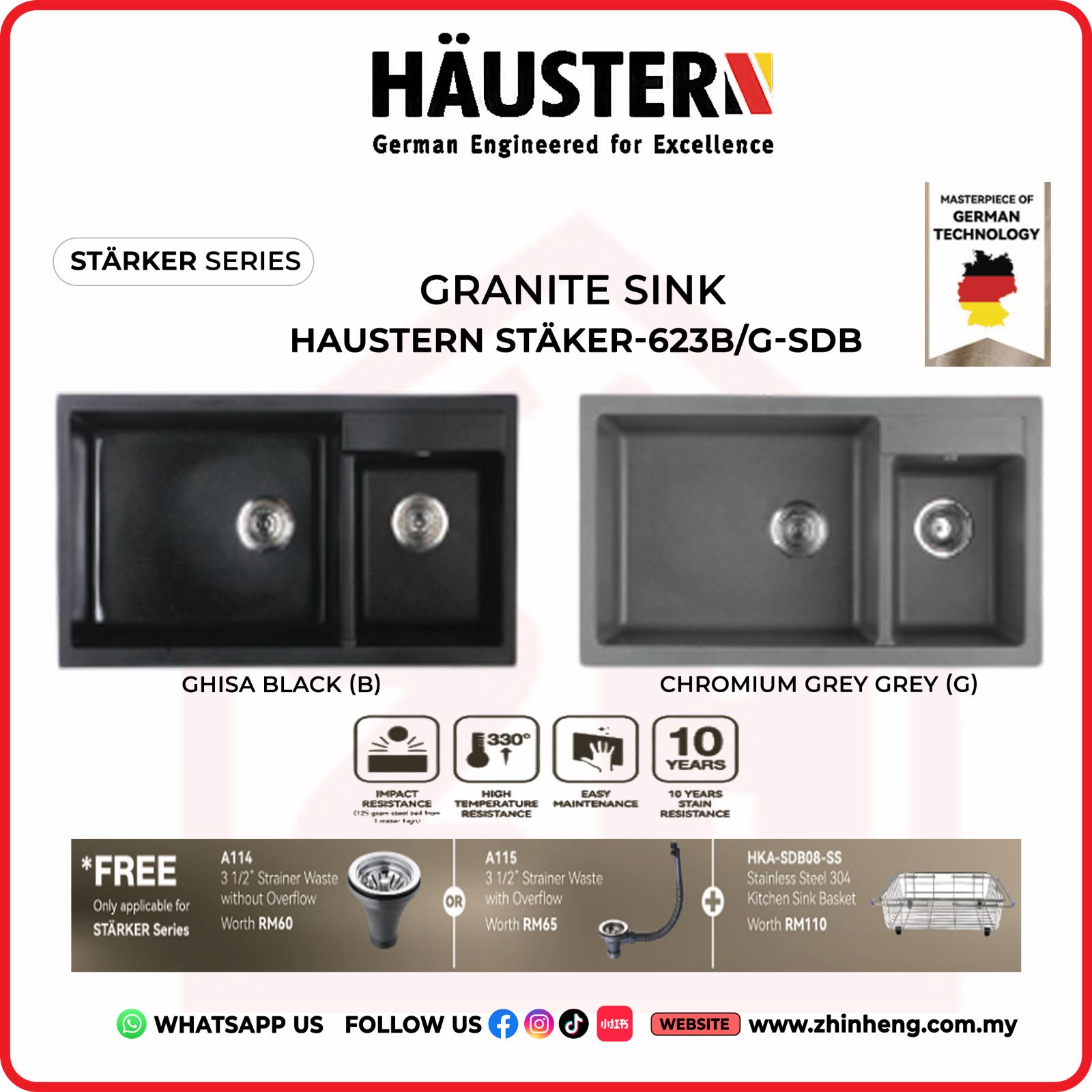​​​​​​​HAUSTERN STARKER KITCHEN SINK HAUSTERN STARKER-623B/G-SDB