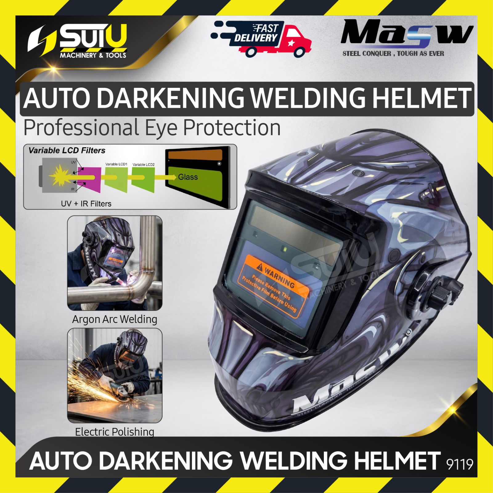 MASW 9119 Auto Darkening Welding Helmet for Welding