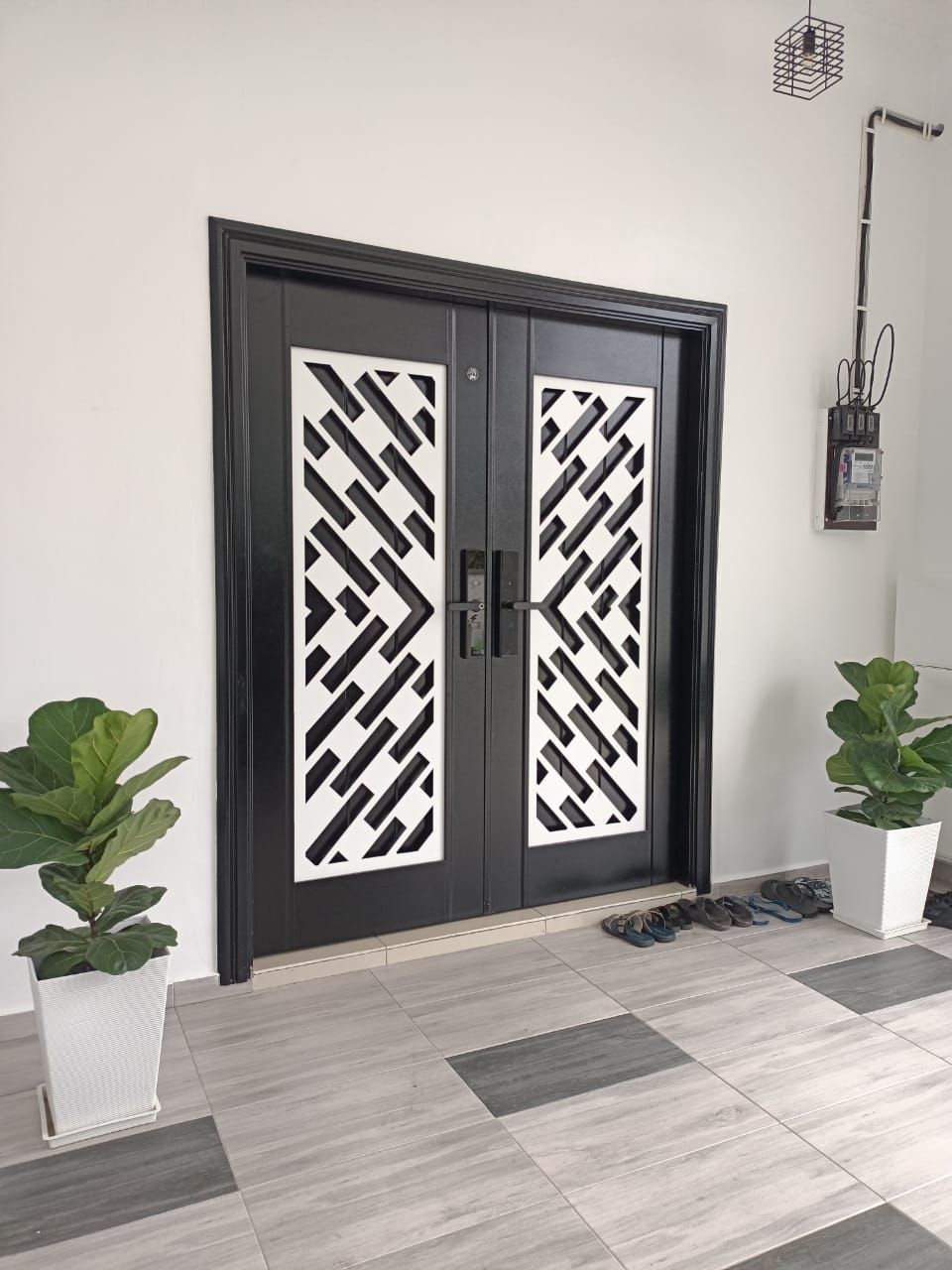 JEB Double Leaf Mild Steel Laser Cut Security Door with Modern Design