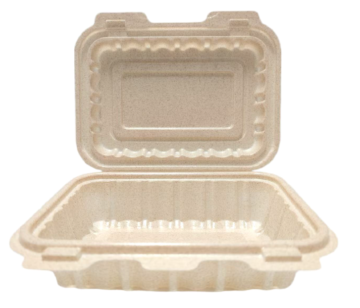 Binsen Green 650ml Clamshell Box (Model: SP-618) (60% Rice Husk) :