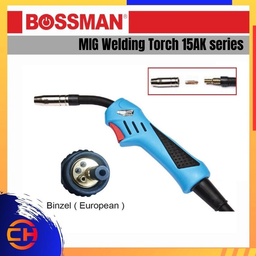 BOSSMAN BM153 / BM154 / BM155  Obor Kimpalan MIG siri 15AK, kabel 16 mm persegi, Jenis Binzel 