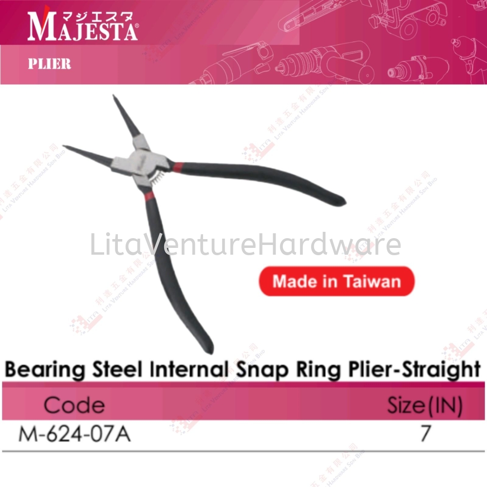 MAJESTA BRAND BEARING STEEL INTERNAL SNAP RING PLIER STRAIGHT - M62407A