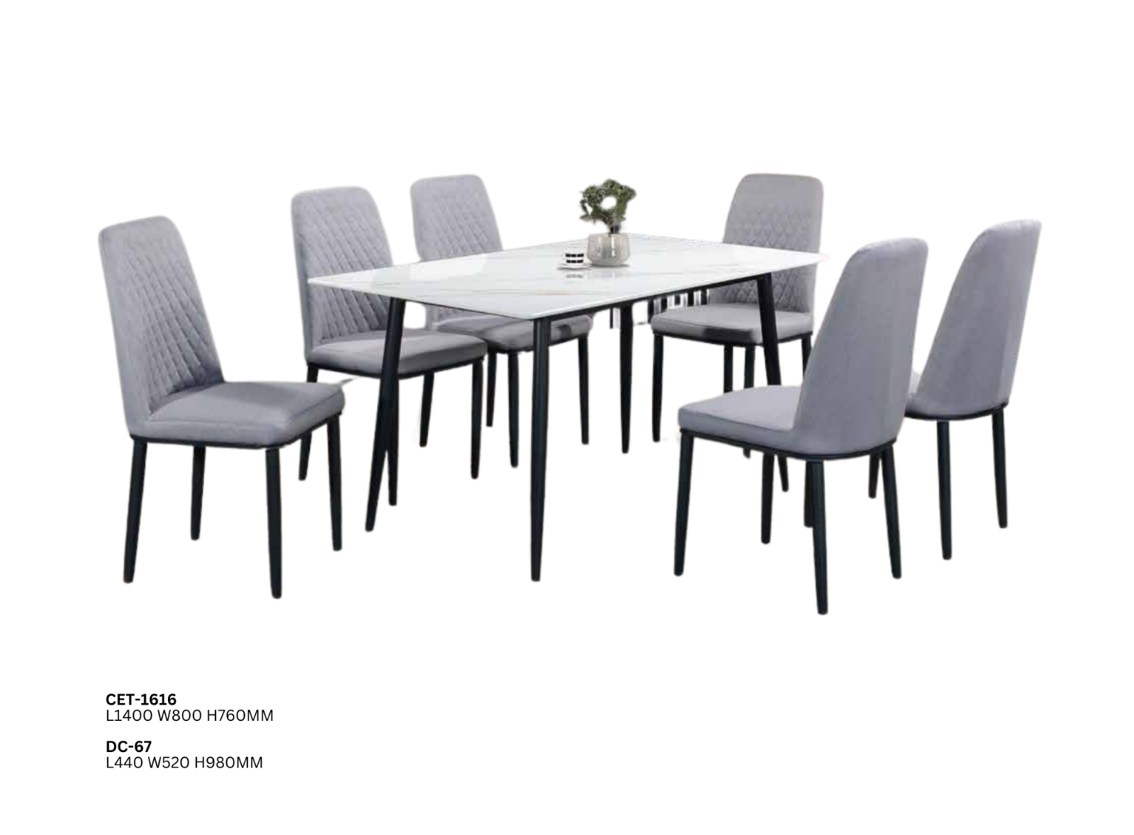 MARBLE DINING SET 1+6 (PLZ CET-1616)
