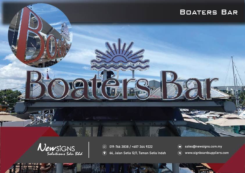 Boaters Bar - Stainless steel keyline frontlit letterings-02