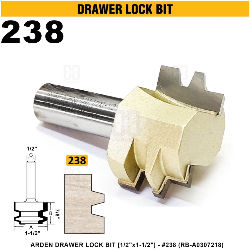 ARDEN DRAWER LOCK BIT 1/2"x1-1/2" #238 (RB-A0307218)