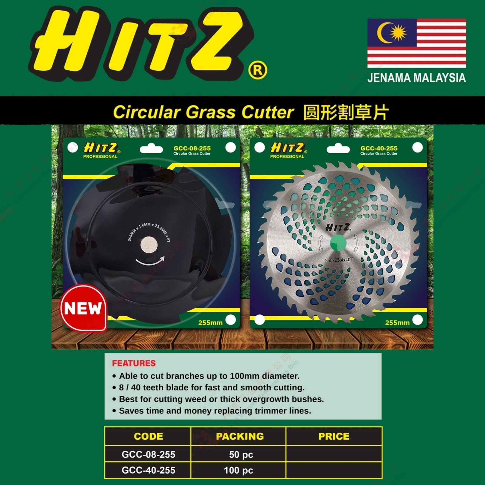 HITZ BRAND CIRCULAR GRASS CUTTER  - GCC08255 GCC40255