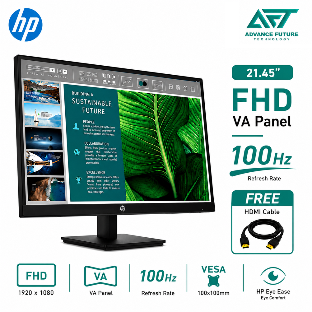HP Series 3 Pro 322pv 21.45'' FHD VA 100Hz Flat Monitor ( HDMI, VGA, 3 Years Warranty )