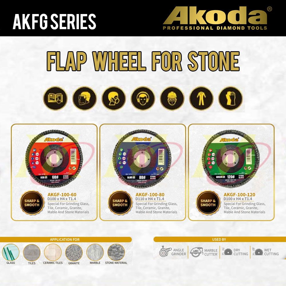 AKODA AKGF Series 4" Flap Wheel Disc for Stone