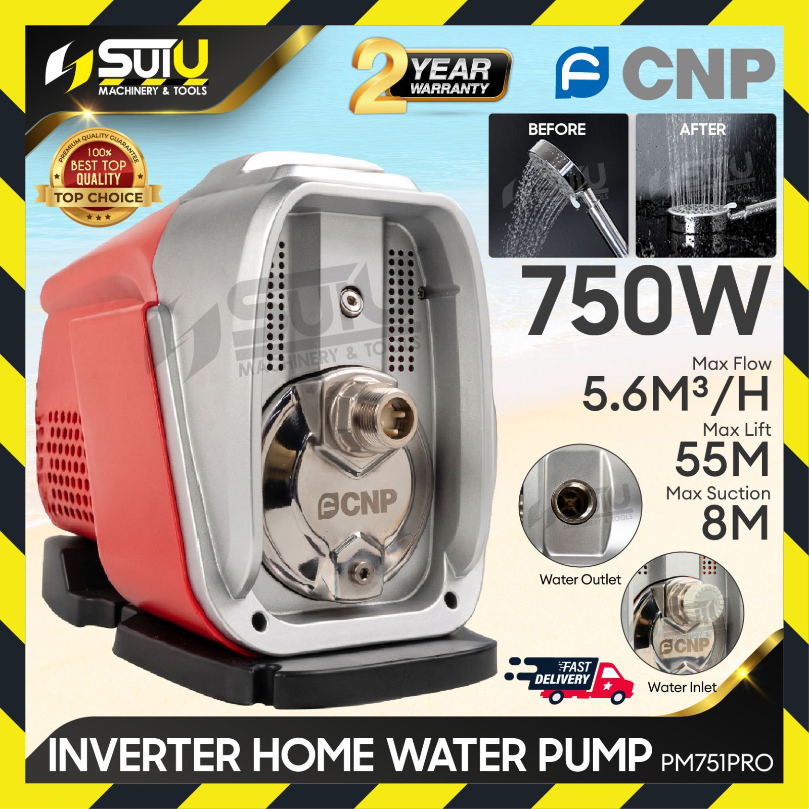 CNP PM751PRO Inverter Water Pump / Multistage Self Priming Pump 750W