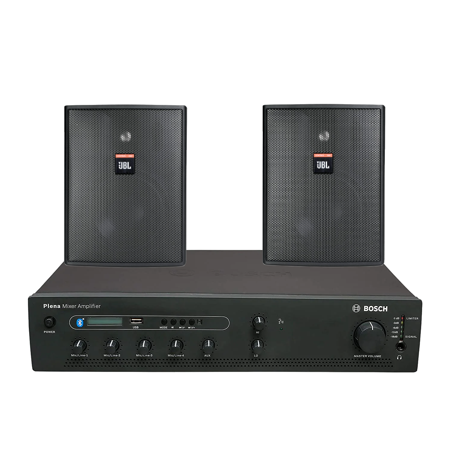 Bosch PA Package with PLE-1MEXXX-3AP 60W/120W/240W Mixing Amplifier & JBL Control 25AV Compact Loudspeaker