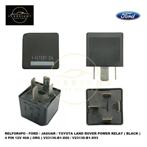 RELFOR4PO - FORD / JAGUAR / TOYOTA LAND ROVER POWER RELAY ( BLACK ) 4 PIN 12V 40A ( ORG ) V23136-B1-X66 / V23136-B1-X93