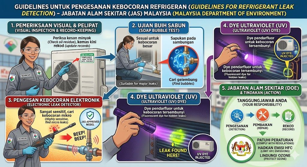 refrigerant leak detection methods DOE Malaysia