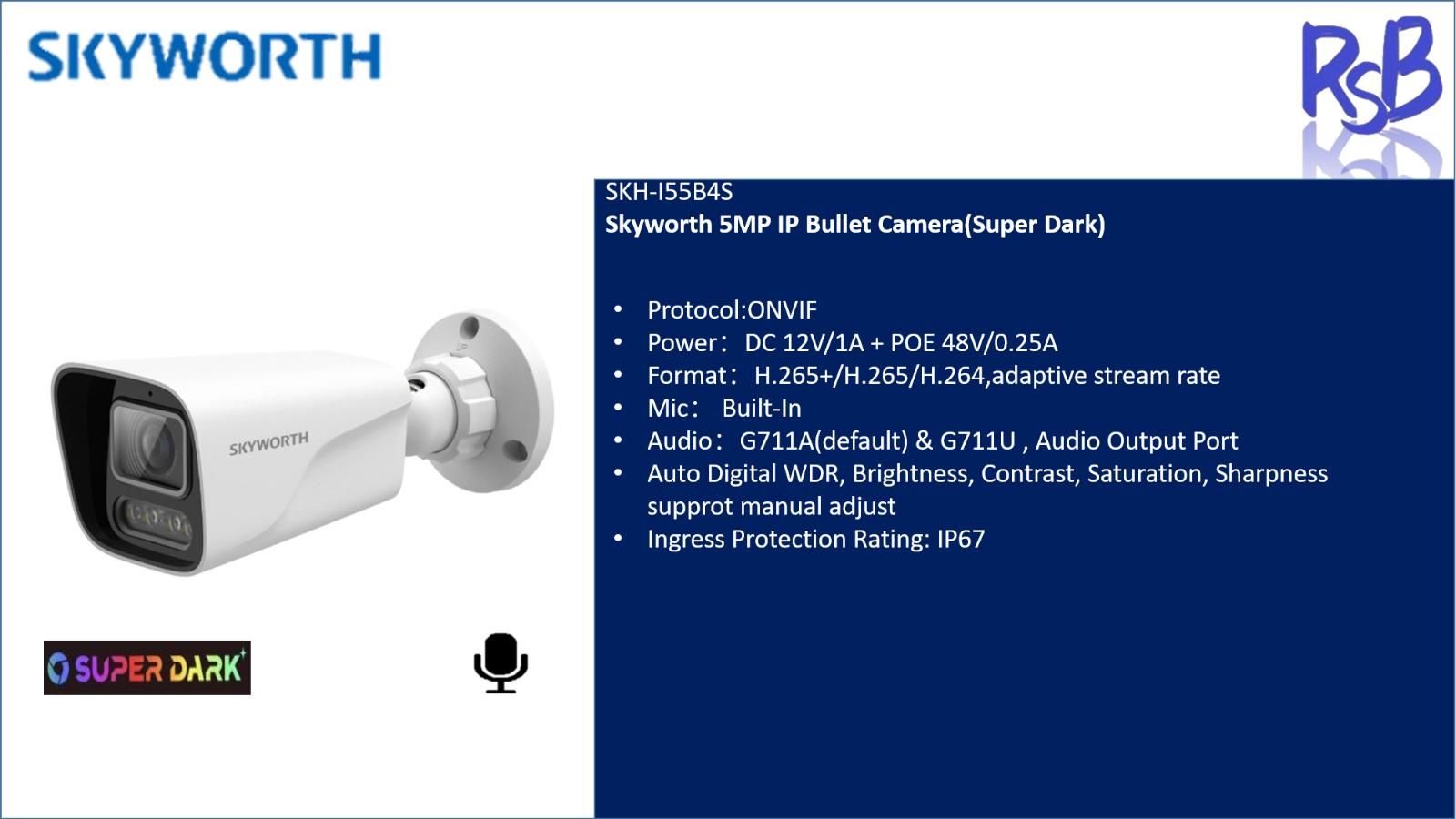 Skyworth 5MP IP Bullet Camera(Super Dark) - SKH-I55B4S