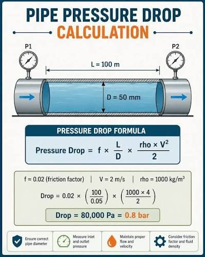 Chilled water pipe pressure drop calculation