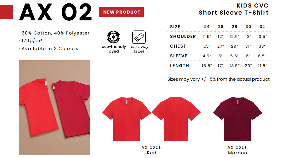 KIDS CVC Short Sleeve T-Shirt | Premium Soft Cotton Blend Children's T-Shirt | Custom Printing & Embroidery | School, Event & Promotional Kids Tee Malaysia