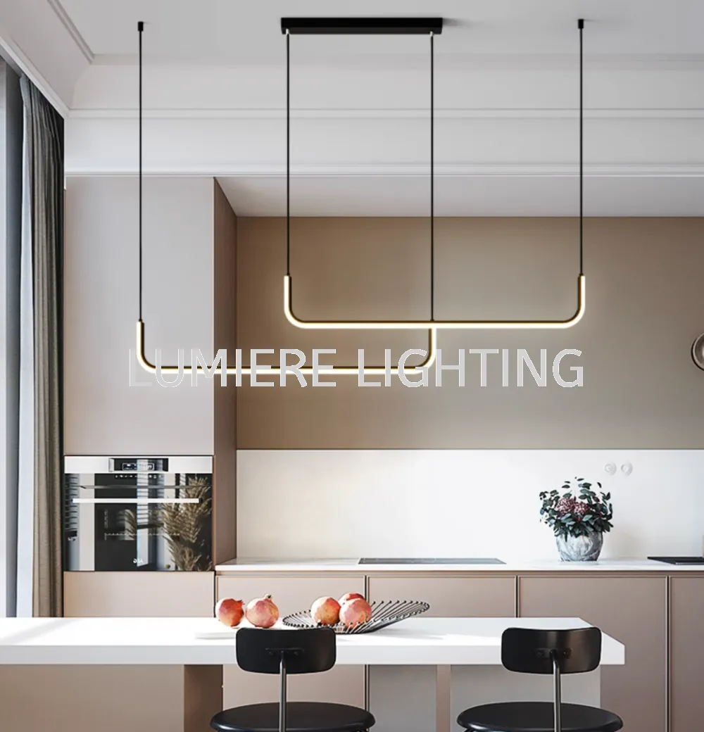 Post Modern Minimalist Linear Design Black Pendant Light