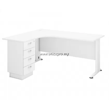 IPHL-4D Executive Table L-Shape With Fixed Pedestal 4 Drawer｜Office Table Selangor