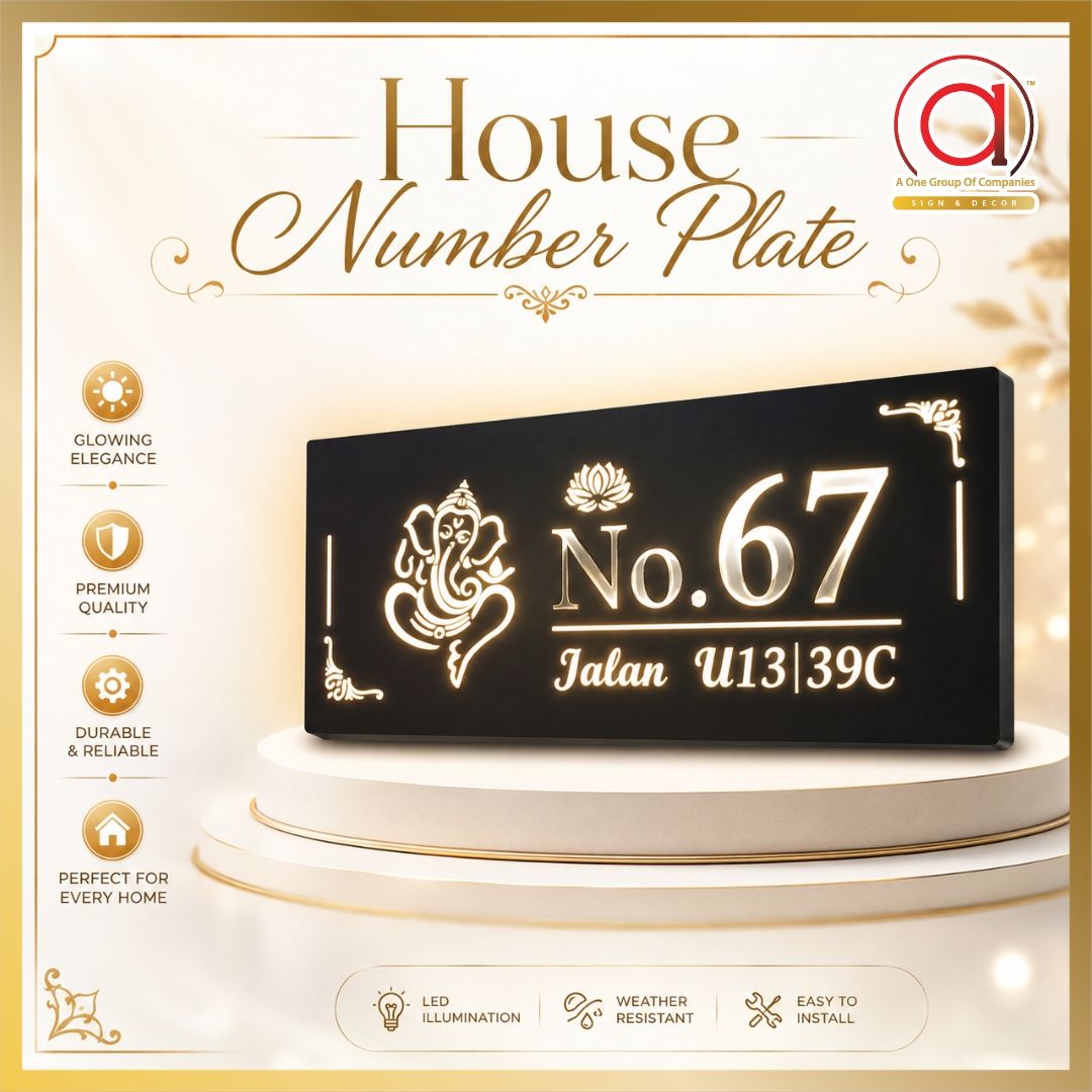 LED House Number Plate | Ganesha Design