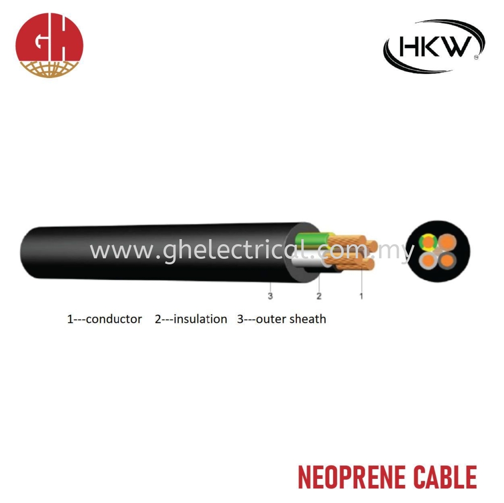 HKW 3 Core Neoprene Cable ( H07RN-F 450/750V - Rubber Sheathed Cable ...