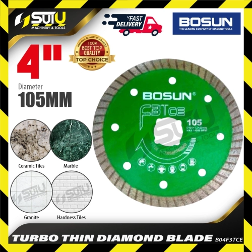 BOSUN B04F3TCE 4" / 105MM Turbo Thin Diamond Blade for cutting Tiles - Sui U Machinery & Tools (M) Sdn Bhd