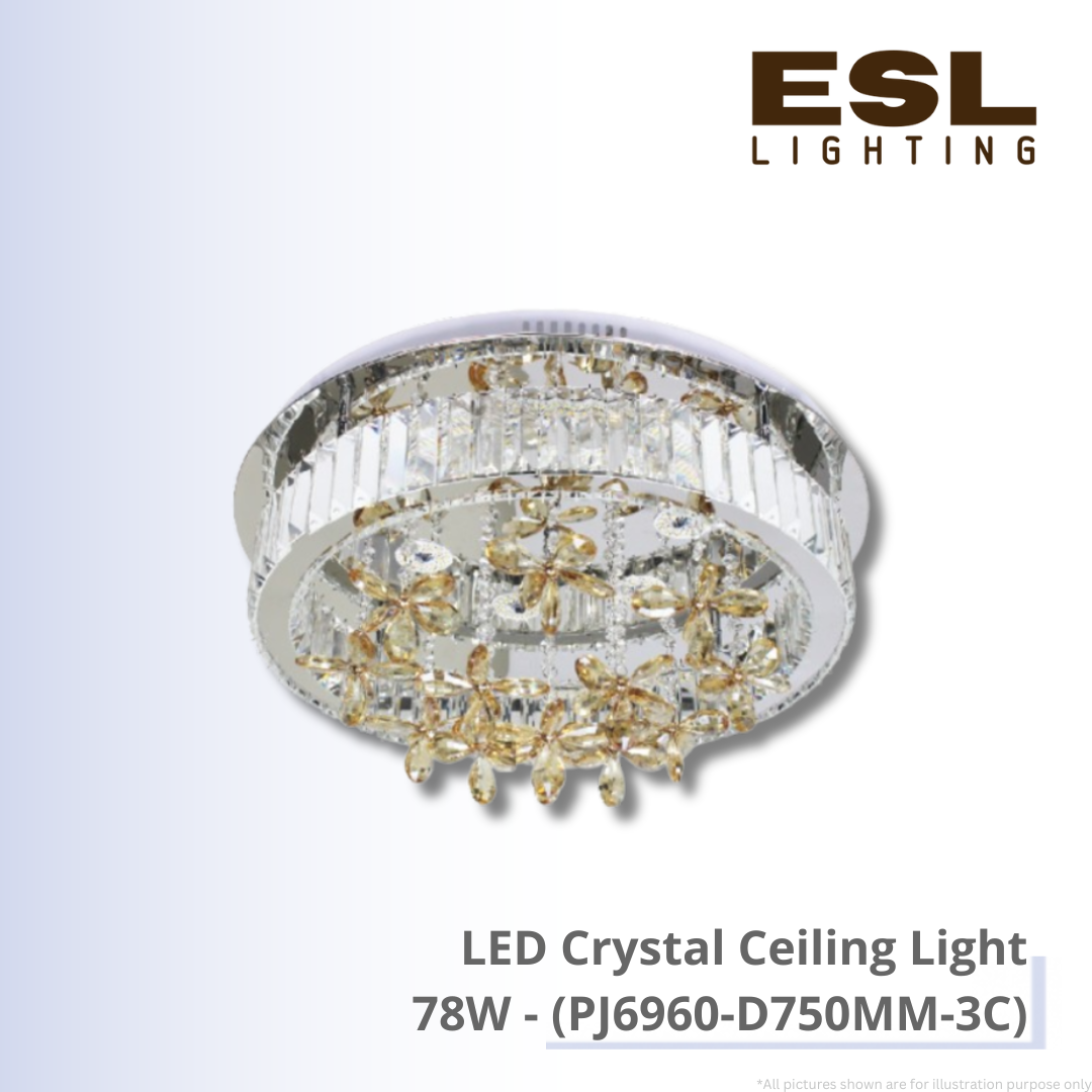 LED Crystal Ceiling Light 78W - PJ6960-D750MM-3C