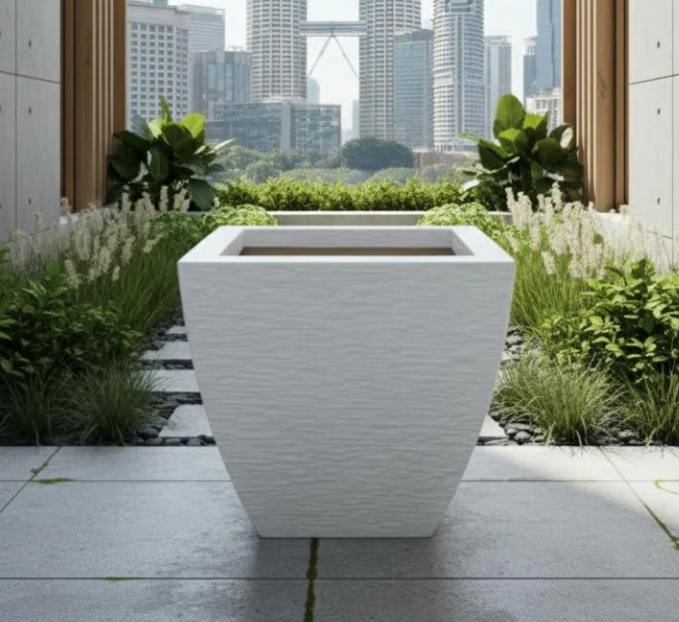 Premium Fiberglass Flower Pots – Decorative & Fade-Resistant for Gardens PC1247-17003 玻璃钢花盆 Pasu Tumbuhan Gentian Kaca B