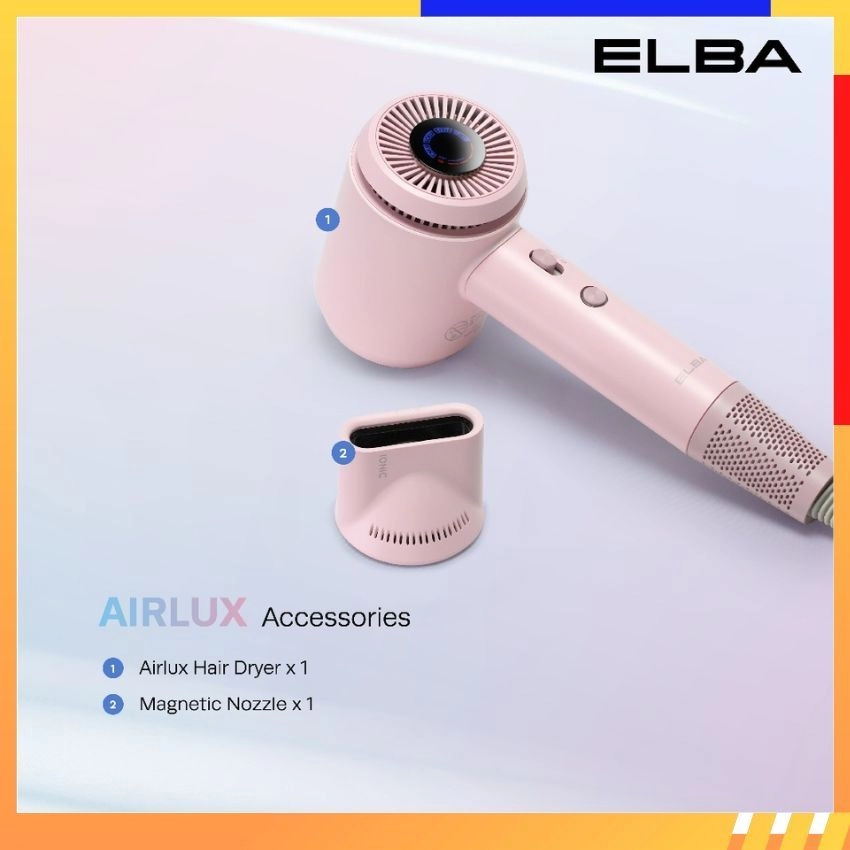 ELBA Hair Dryer Airlux Series (DC Motor) -1600W , Ionic , Low Noise , 4 Heat Setting | EHD-Q4643D(PK/PP/BL)