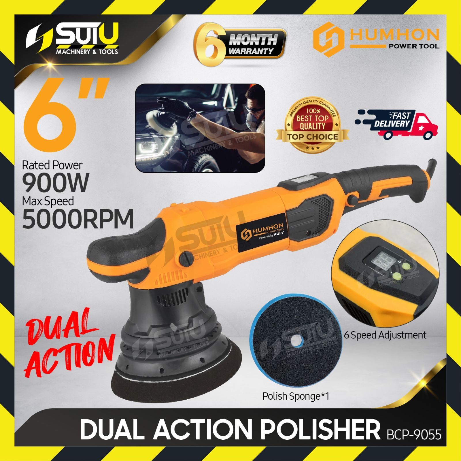 HUMHON BCP-9055 / BCP9055 6" / 15CM Dual Action Polisher 900W