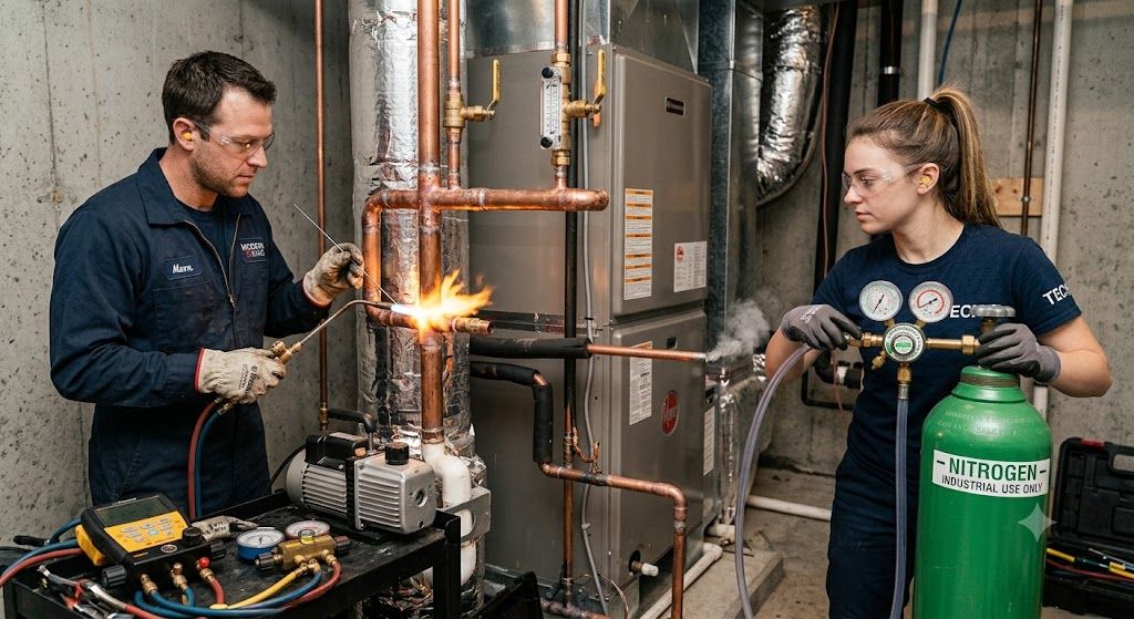 refrigeration pipe brazing nitrogen flow method