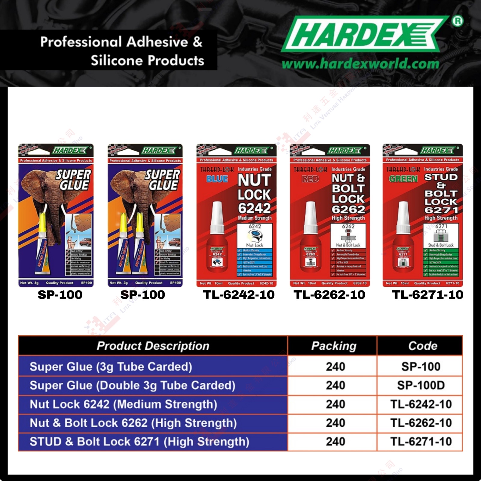 HARDEX BRAND SUPER GLUE - SP100 SP100D TL614210 TL626210 TL627110