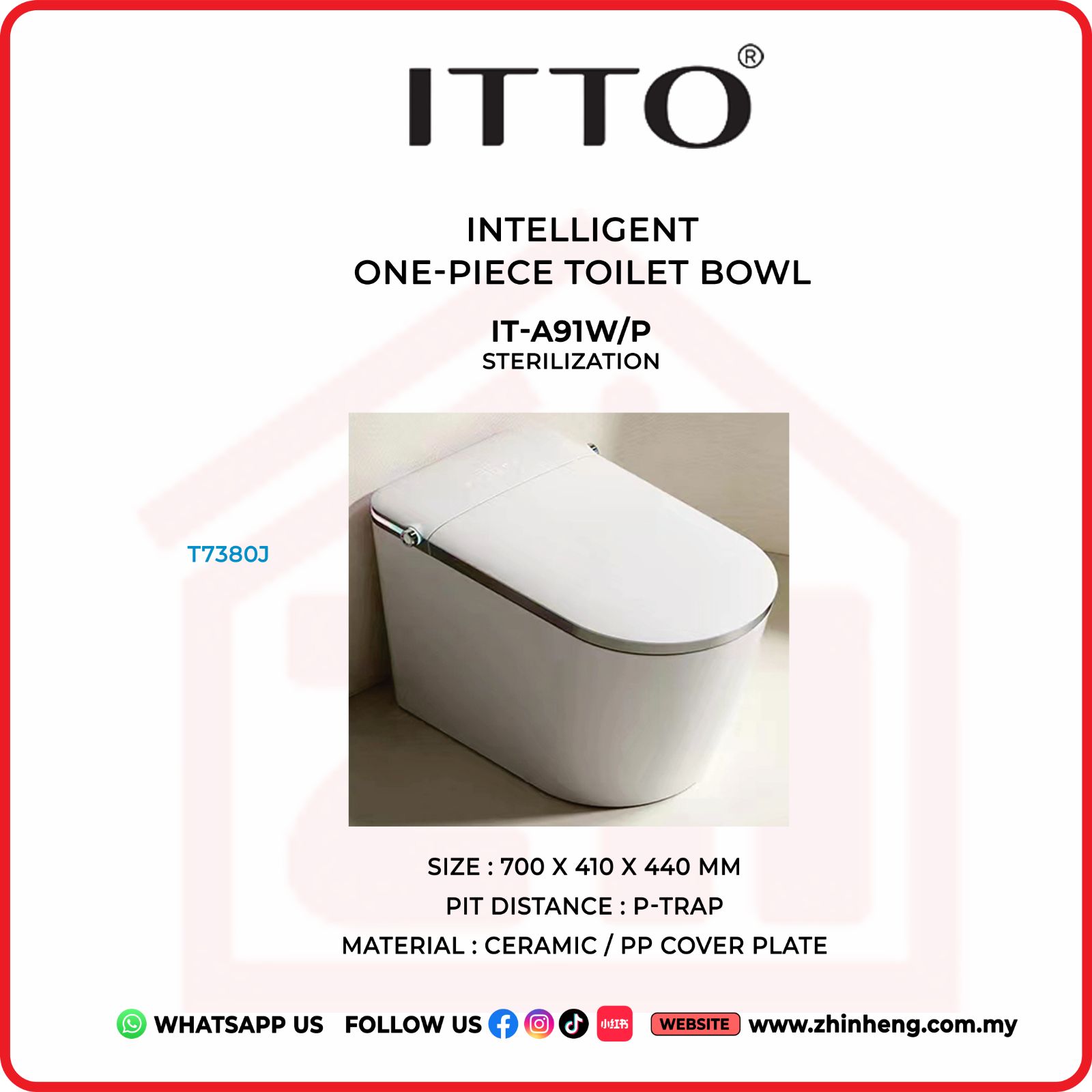 ITTO INTELLIGENT ONE-PIECE TOILET BOWL IT-A91W/P
