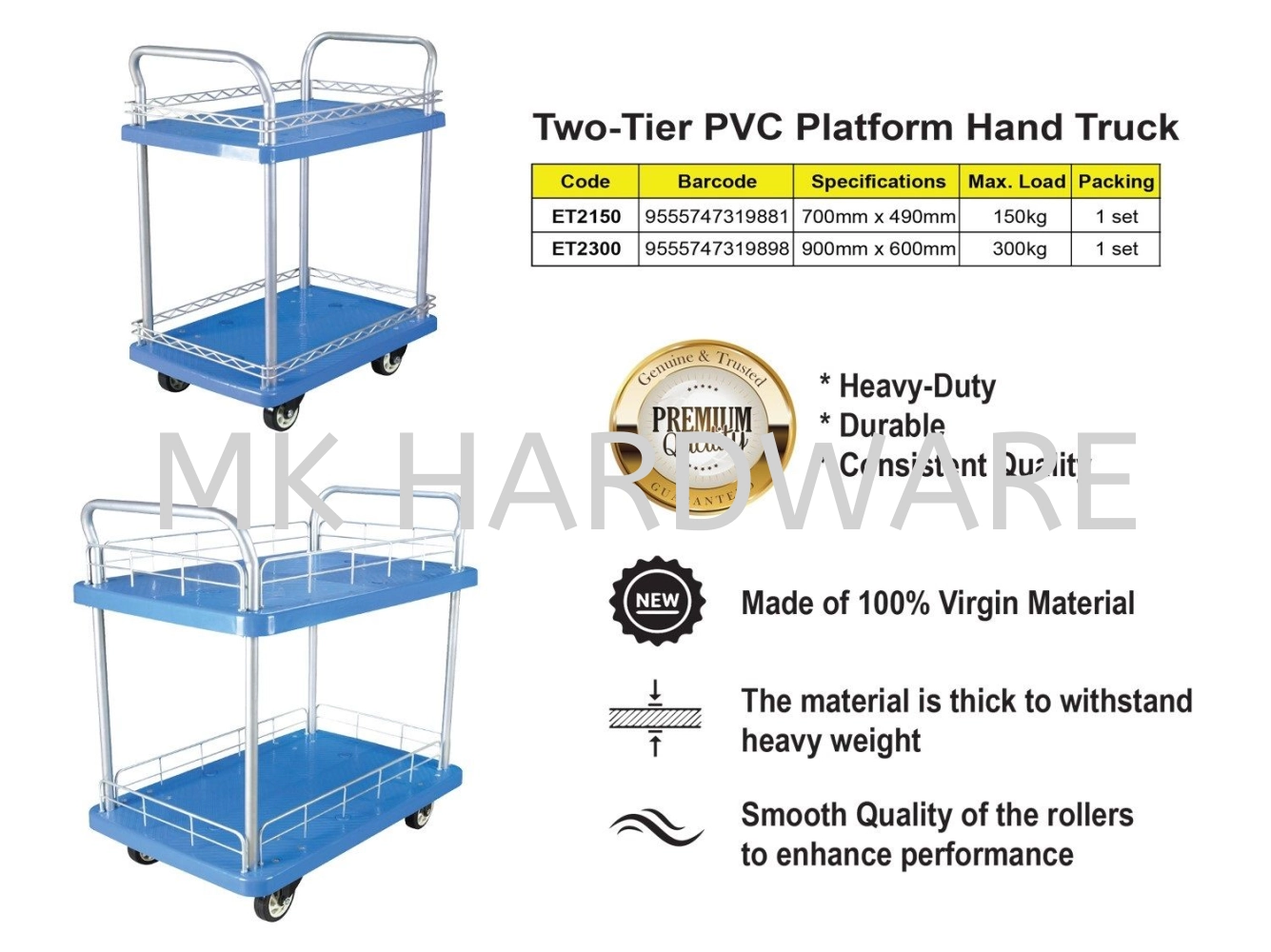 TWO TIER PVC PLATFORM HAND TRUCK