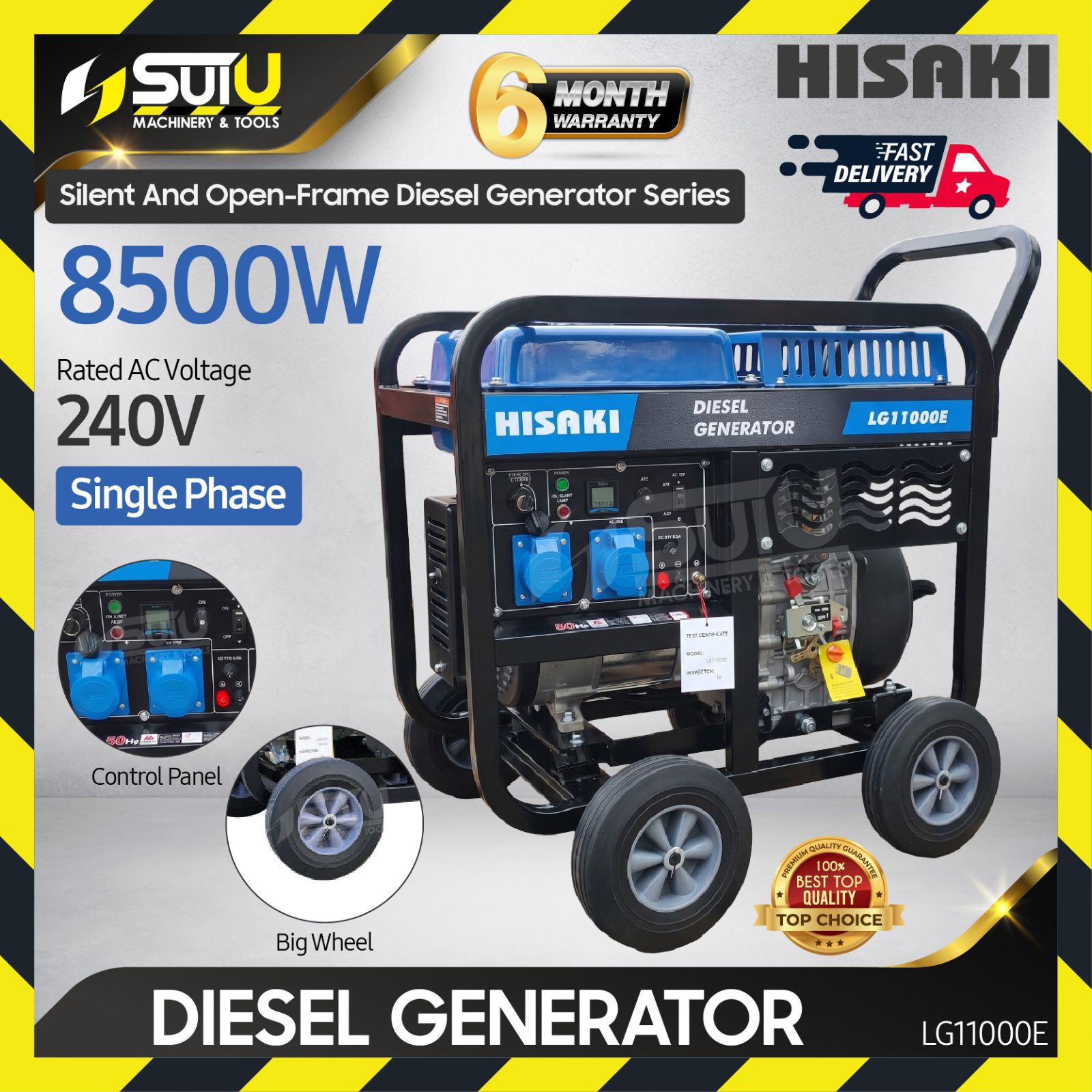 HISAKI LG11000E Single Phase Diesel Generator 8500W