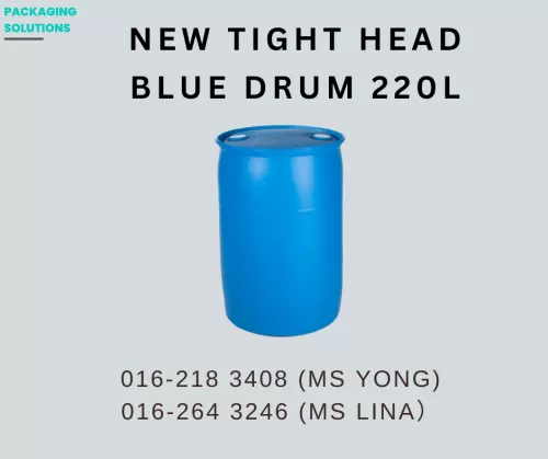 NEW TIGHT HEAD PLASTIC BLUE DRUM - 220LITER