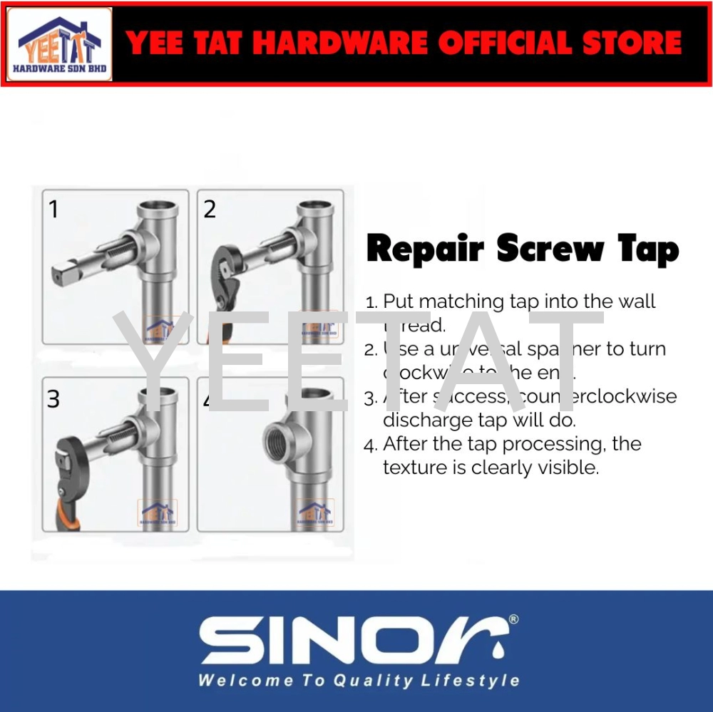 [ SINOR ] PBT-52-12 REPAIRING HAND TAP 12MM (1/2") THREAD REPAIR