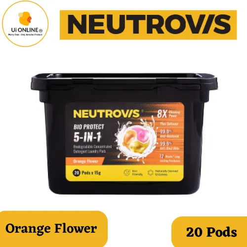 Neutrovis 5-IN-1 Biodegradable Concentrated Detergent Laundry Pods (15g x 20 Pods)  Orange Flower