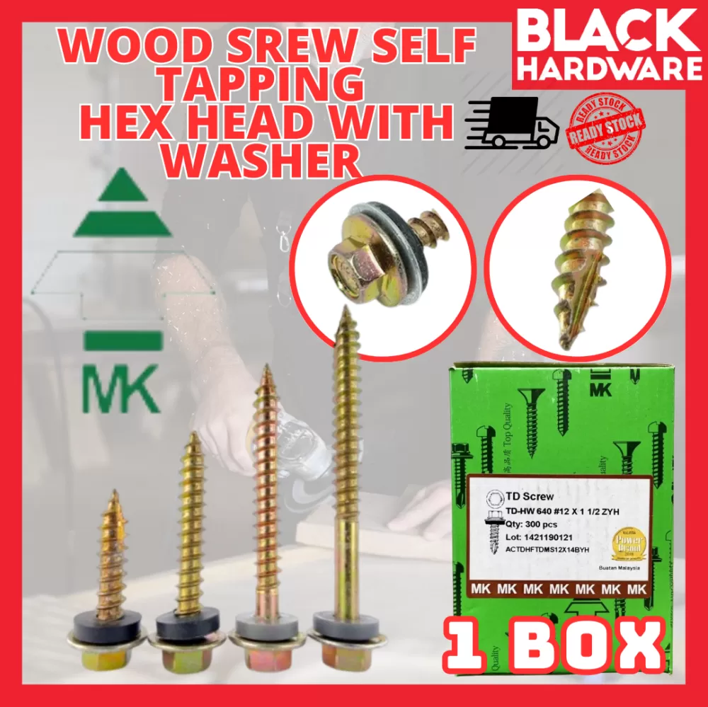 Black Hardware MK Screw Kayu Skru Kayu Skru Bumbung Atap Skru Zink Self Drilling Screw Self Tapping Screw Wood Screw Awn