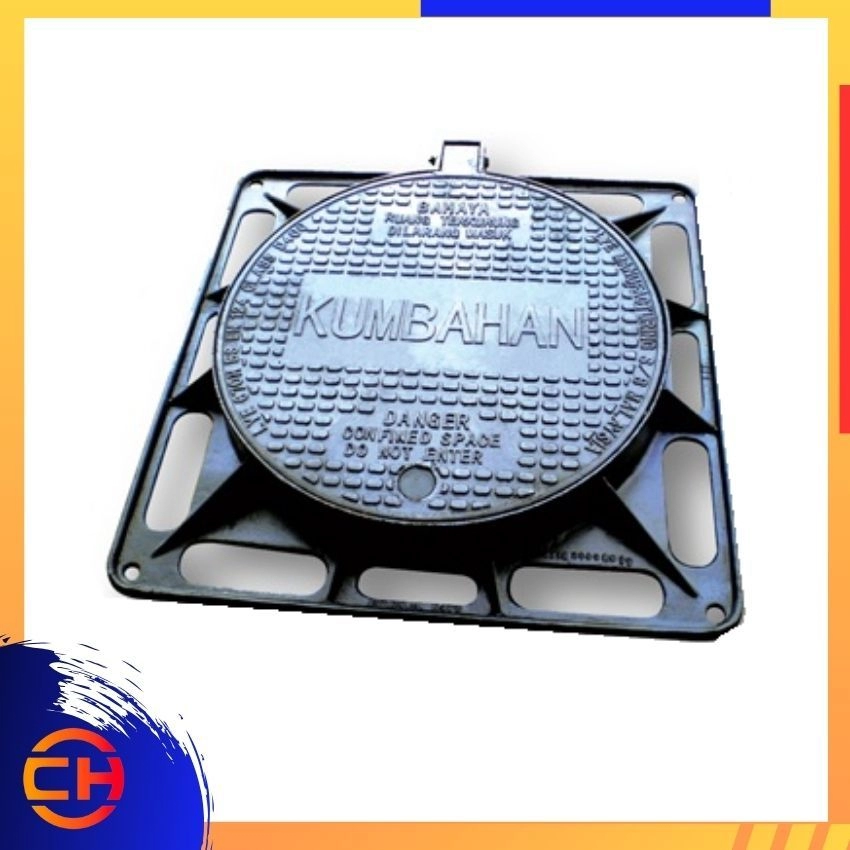 Ductile Iron Manhole Cover & Frame with Hinges 840MM (W) x 840MM (L) x 100MM (H) (JPP/Kumbahan) MCDI100H / MCDI 