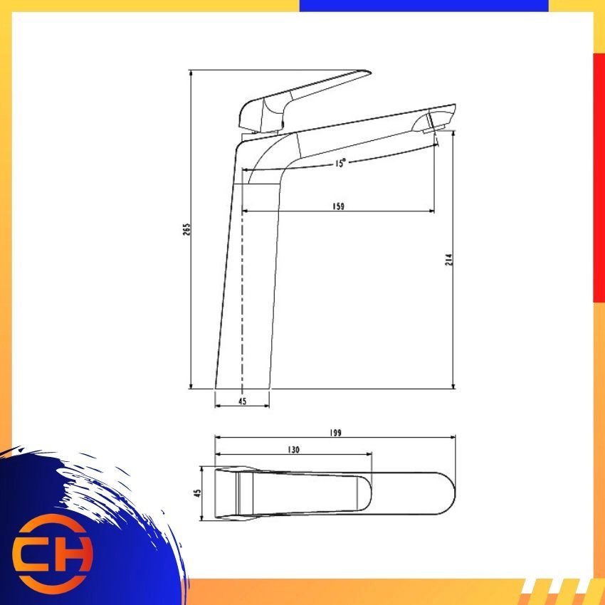 SORENTO BASIN MIXER TAP SRTWT5331 High Basin Mixer Tap ( L199MM x H265MM x W45MM )