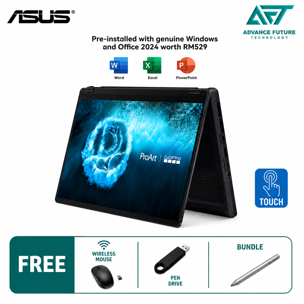 Asus ProArt GoPro Edition PX13 HN7306E-ACGPR056WS 13.3" 3K OLED Touch 2-In-1 Laptop Nano Black ( AMD Ryzen AI MAX+ 395, 128GB, 1TB SSD, ATI, W11, H&S 2024&M365 )