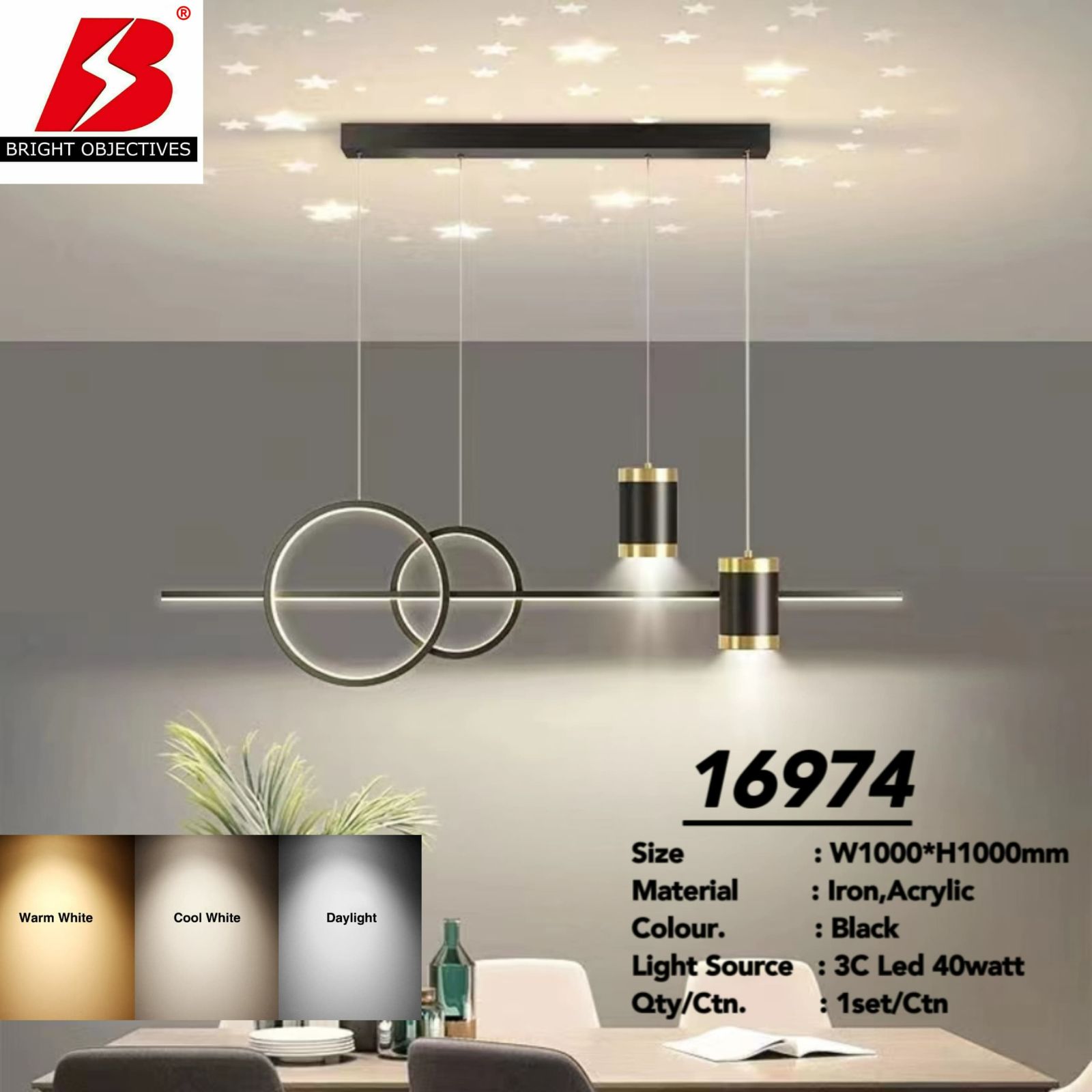 Modern Designer Pendant Lamp with 3 Colors - 16974
