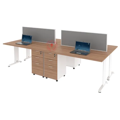 MJ Rectangular Workstation Cluster of 4 / Office Table Workstation / Meja Pejabat Kerja / Meja office