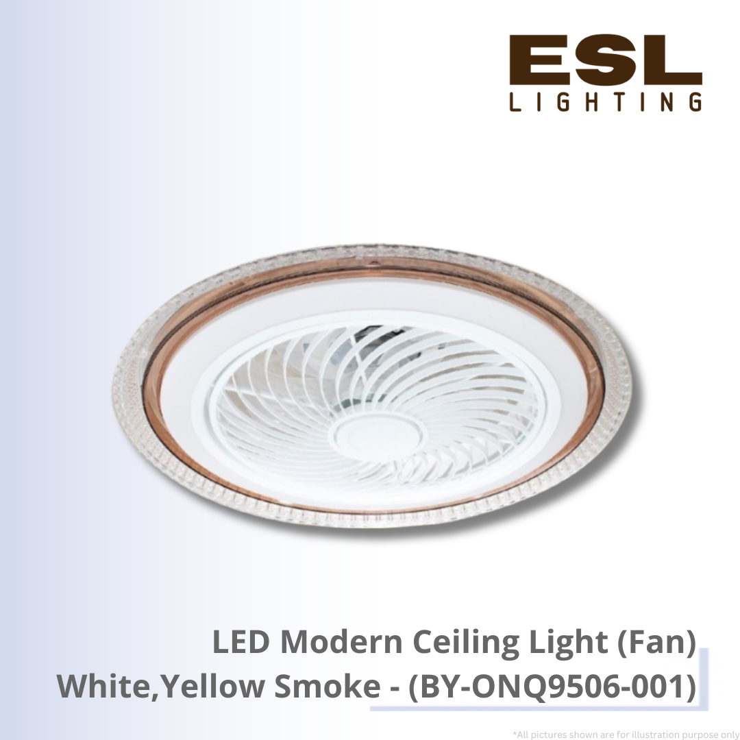 LED Modern Ceiling Light (Fan) White,Yellow Smoke - BY-ONQ9506-001