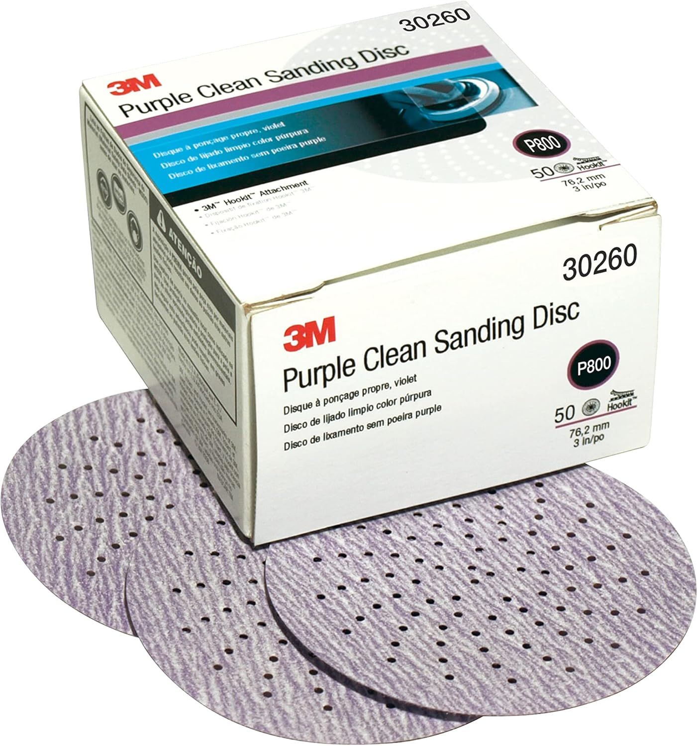 3M™ Hookit™ Purple Clean Sanding Disc 334U , 30260 , 3 in, P800