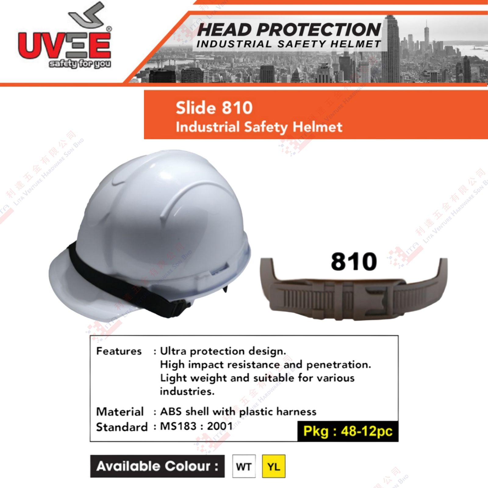 UVEE BRAND INDUSTRIAL SAFETY HELMET - 810